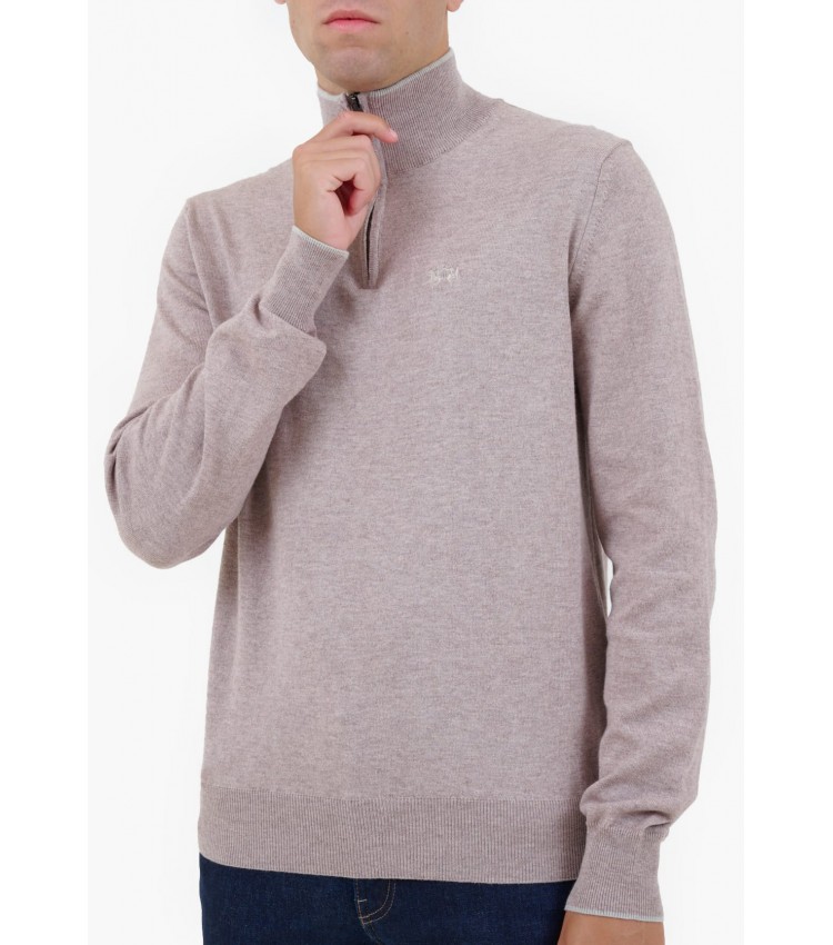 Ανδρικές Μπλούζες Sweater.Basic Μπεζ Βαμβάκι La Martina