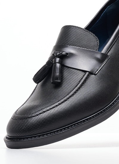 Men Moccasins R6711 Black Leather Boss shoes