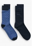 Men Socks 2Pack.Dotsolid Blue Cotton GANT