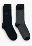 Men Socks 2Pack.Dotsolid Grey Cotton GANT