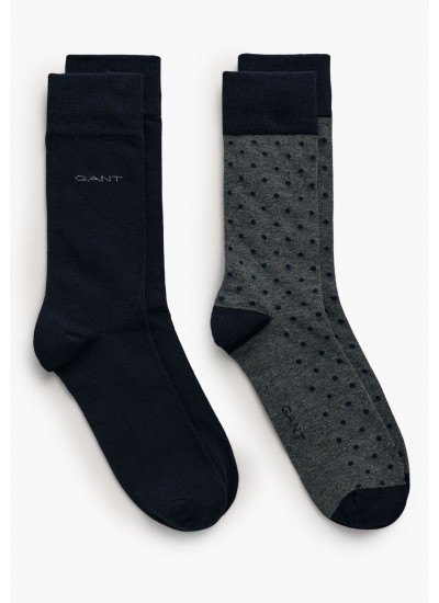 Men Socks 2Pack.Dotsolid Grey Cotton GANT