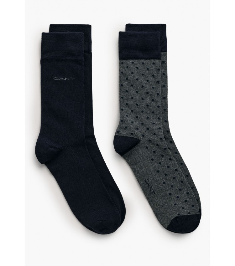 Men Socks 2Pack.Dotsolid Grey Cotton GANT