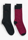 Men Socks 2Pack.Dotsolid Red Cotton GANT