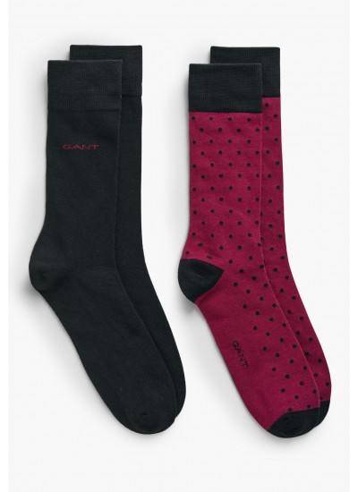 Men Socks 2Pack.Dotsolid Red Cotton GANT