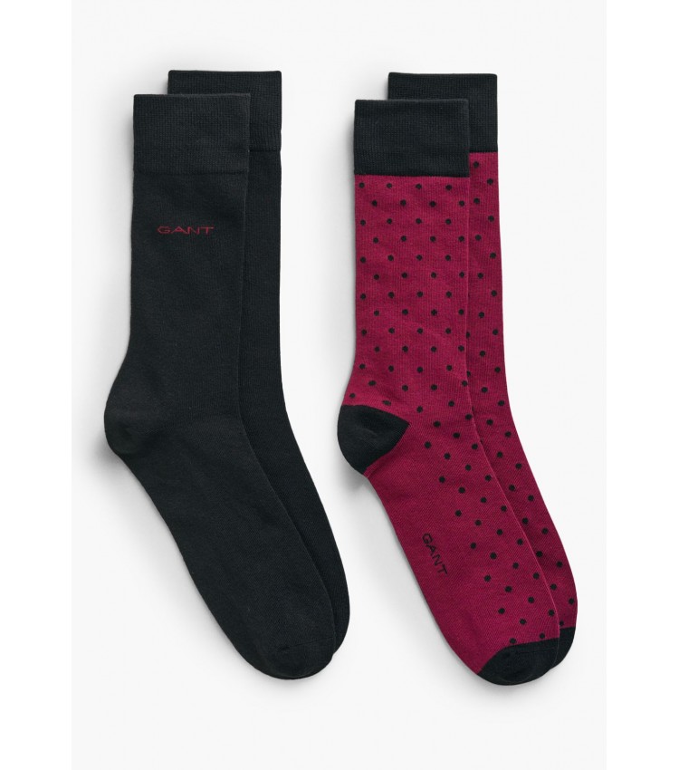 Men Socks 2Pack.Dotsolid Red Cotton GANT