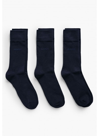 Ανδρικές Κάλτσες 3Pack.Softsocks Σκούρο Μπλε Βαμβάκι GANT