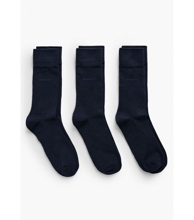 Ανδρικές Κάλτσες 3Pack.Softsocks Σκούρο Μπλε Βαμβάκι GANT