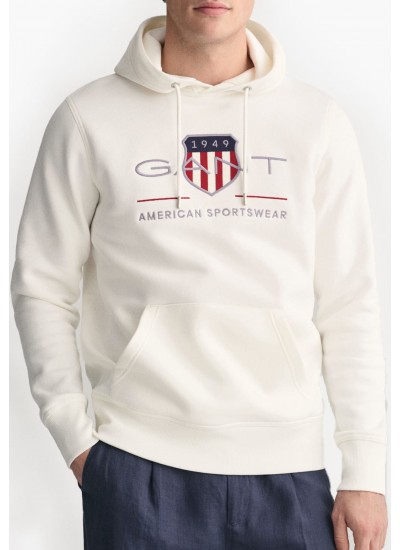 Ανδρικά Φούτερ Sh.Hoodie Κόκκινο Βαμβάκι GANT