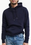 Ανδρικά Φούτερ Embossed.Hoodie Σκούρο Μπλε Βαμβάκι GANT