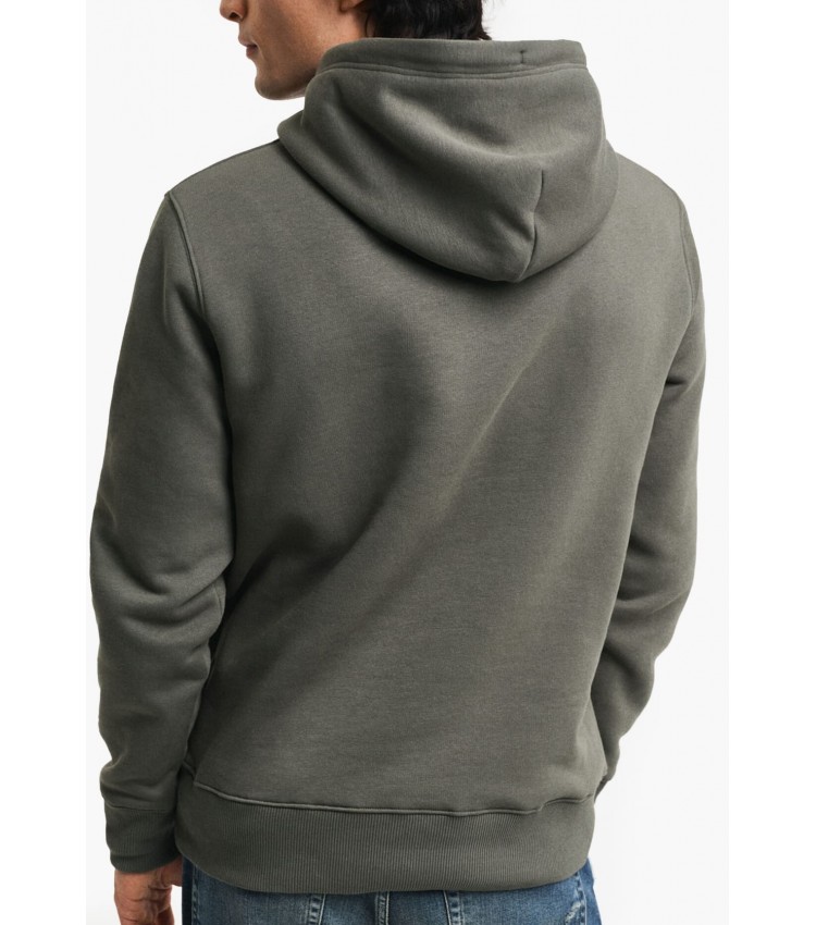 Ανδρικά Φούτερ Embossed.Hoodie Πράσινο Βαμβάκι GANT