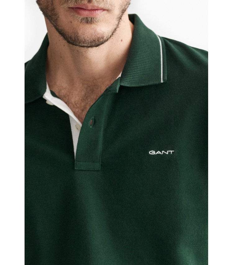 Ανδρικές Μπλούζες Polo.Collar Πράσινο Βαμβάκι GANT