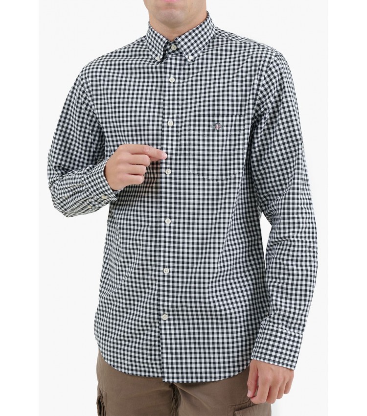 Ανδρικά Πουκάμισα Pop.Gingham Μαύρο Βαμβάκι GANT