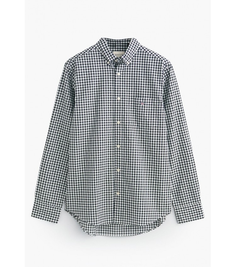 Ανδρικά Πουκάμισα Pop.Gingham Μαύρο Βαμβάκι GANT