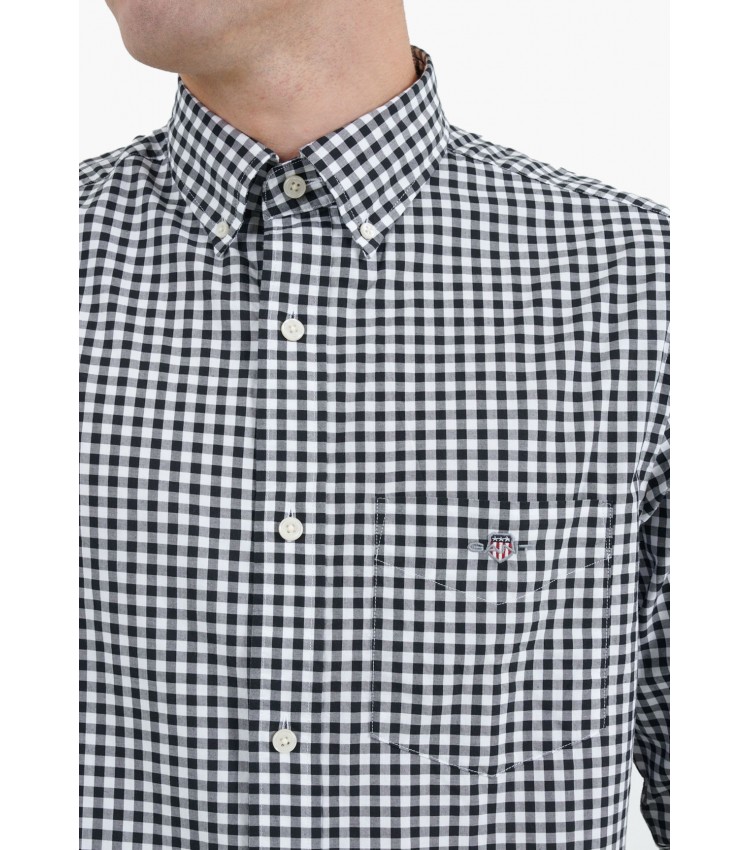 Ανδρικά Πουκάμισα Pop.Gingham Μαύρο Βαμβάκι GANT