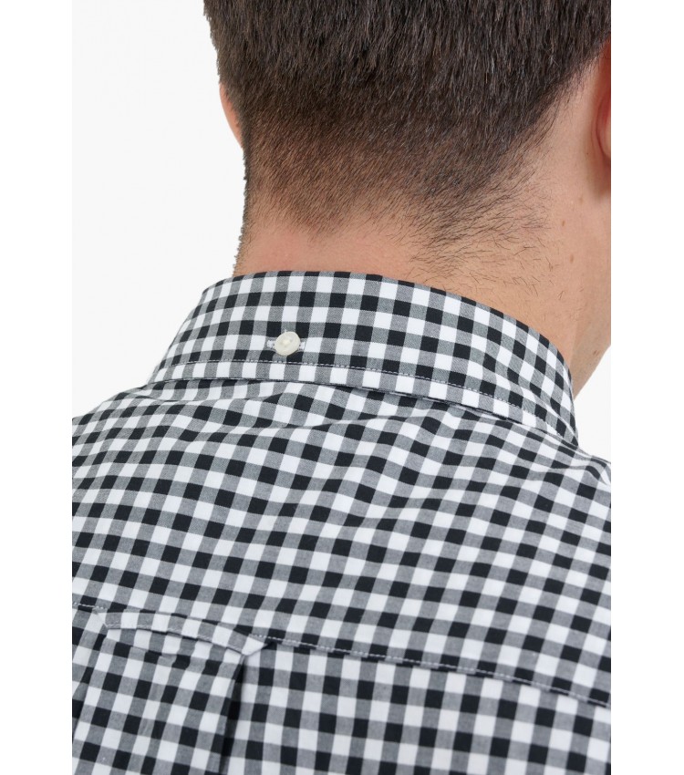 Ανδρικά Πουκάμισα Pop.Gingham Μαύρο Βαμβάκι GANT