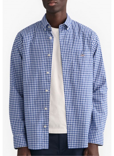 Ανδρικά Πουκάμισα Pop.Gingham Μπλε Βαμβάκι GANT