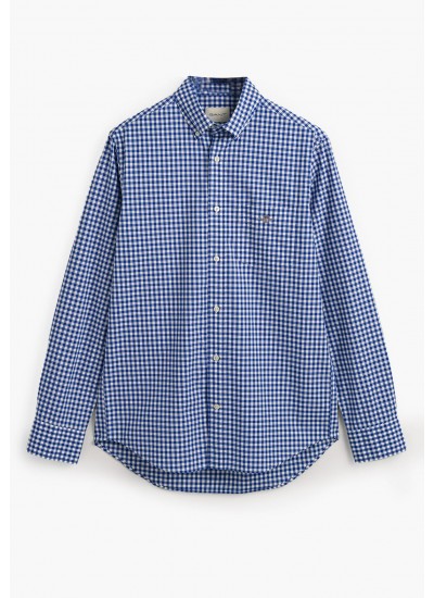 Ανδρικά Πουκάμισα Pop.Gingham Μπλε Βαμβάκι GANT