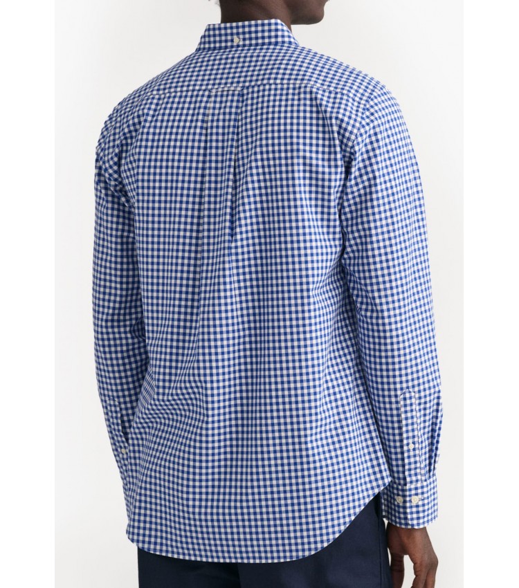 Ανδρικά Πουκάμισα Pop.Gingham Μπλε Βαμβάκι GANT