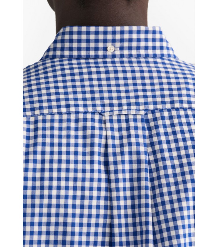 Ανδρικά Πουκάμισα Pop.Gingham Μπλε Βαμβάκι GANT