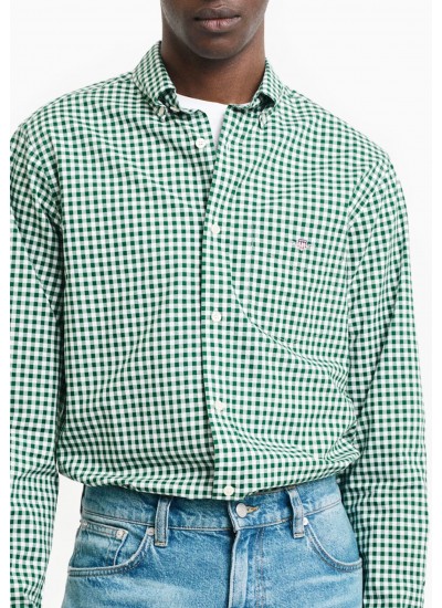 Ανδρικά Πουκάμισα Pop.Gingham Πράσινο Βαμβάκι GANT