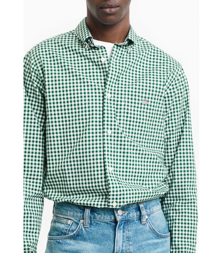 Ανδρικά Πουκάμισα Pop.Gingham Πράσινο Βαμβάκι GANT