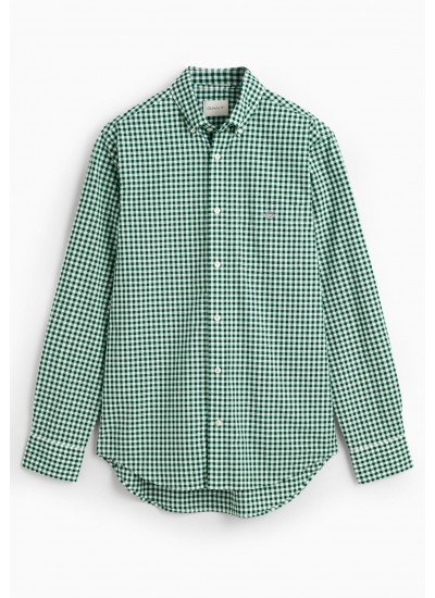 Ανδρικά Πουκάμισα Pop.Gingham Πράσινο Βαμβάκι GANT