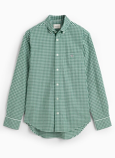 Ανδρικά Πουκάμισα Oxford.Shirt Μπλέ Ανοιχτό Βαμβάκι GANT