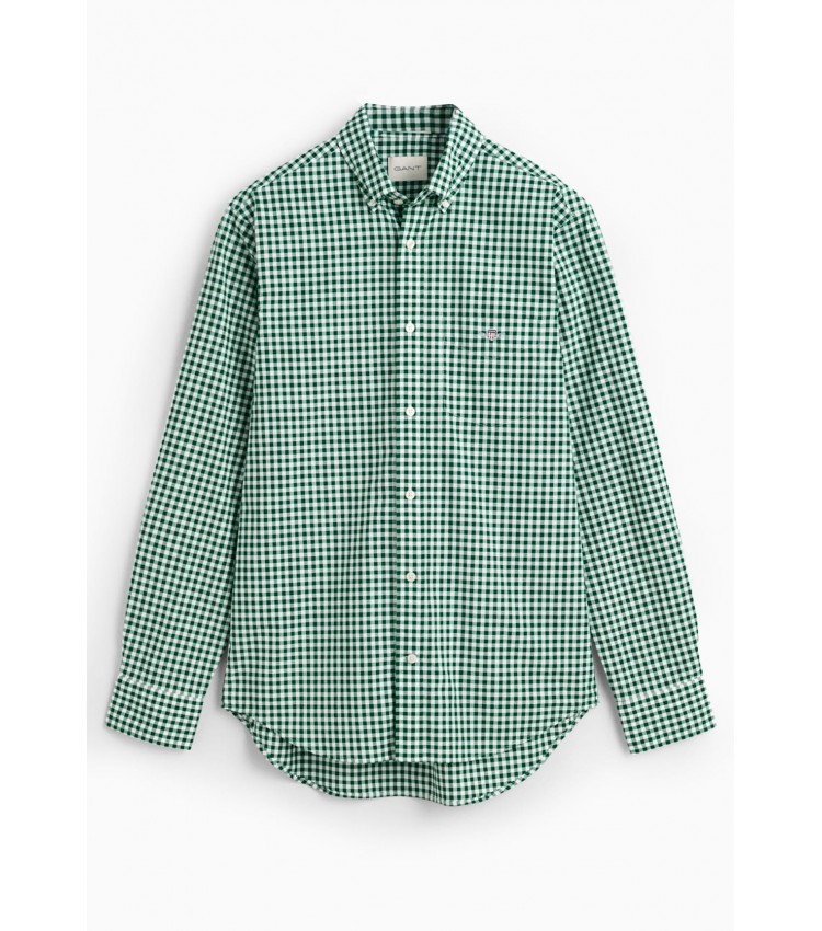 Ανδρικά Πουκάμισα Pop.Gingham Πράσινο Βαμβάκι GANT