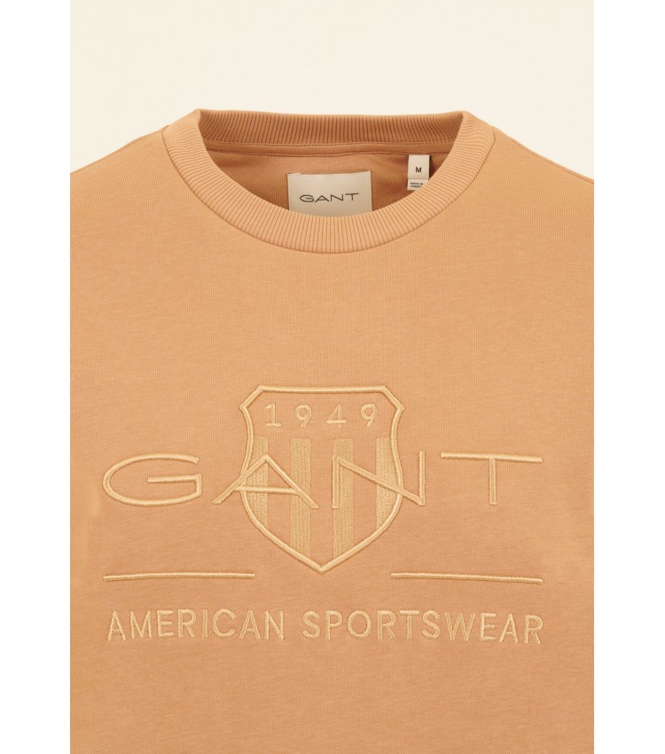 Γυνακεία Φούτερ Reg.Sweat Μπεζ Βαμβάκι GANT