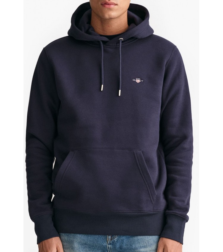 Ανδρικά Φούτερ Sh.Hoodie Σκούρο Μπλε Βαμβάκι GANT