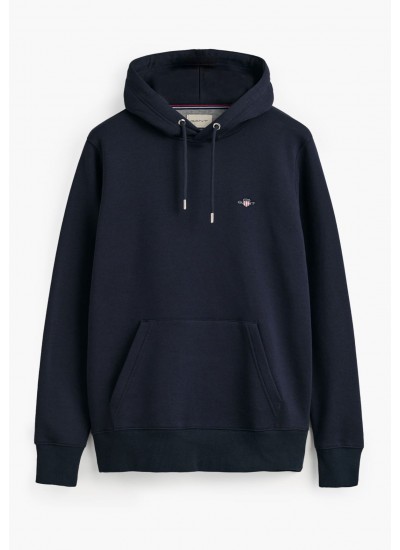 Ανδρικά Φούτερ Sh.Hoodie Σκούρο Μπλε Βαμβάκι GANT