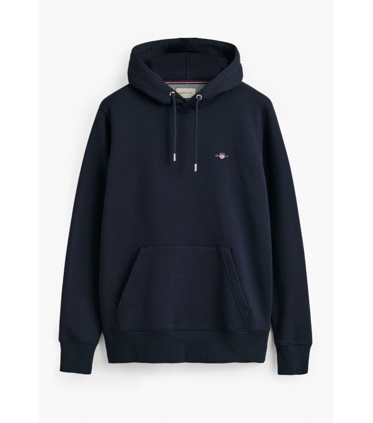 Ανδρικά Φούτερ Sh.Hoodie Σκούρο Μπλε Βαμβάκι GANT