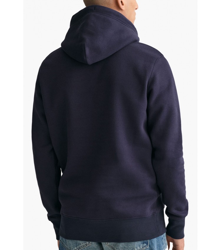 Ανδρικά Φούτερ Sh.Hoodie Σκούρο Μπλε Βαμβάκι GANT