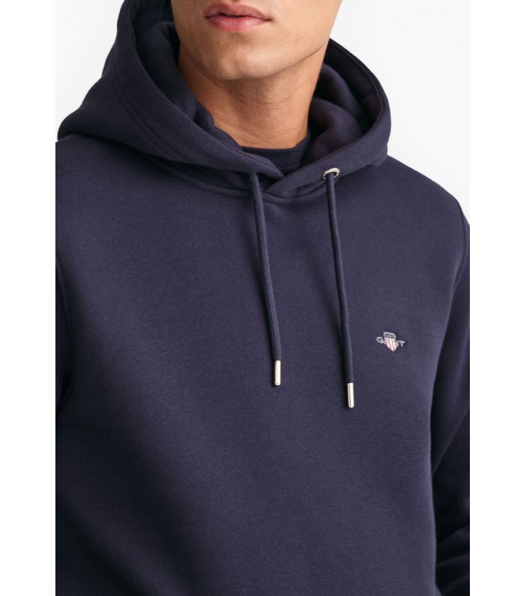 Ανδρικά Φούτερ Sh.Hoodie Σκούρο Μπλε Βαμβάκι GANT