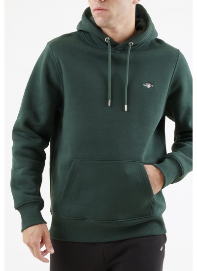 Ανδρικά Φούτερ Sh.Hoodie Πράσινο Βαμβάκι GANT