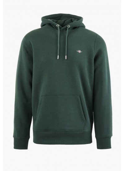 Ανδρικά Φούτερ Sh.Hoodie Πράσινο Βαμβάκι GANT