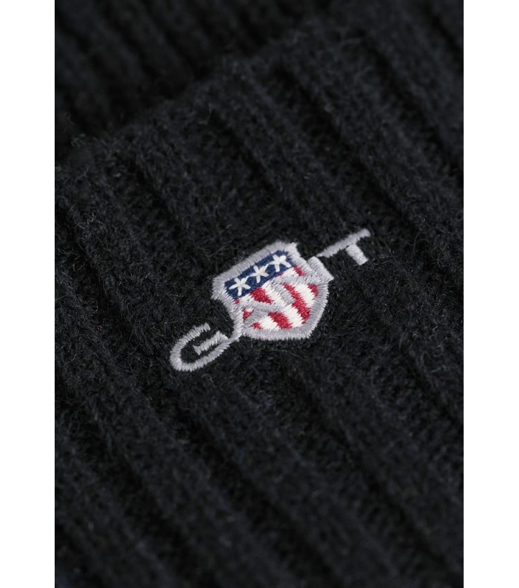 Ανδρικοί Σκούφοι Shield.Beanie Μαύρο Μαλλί GANT