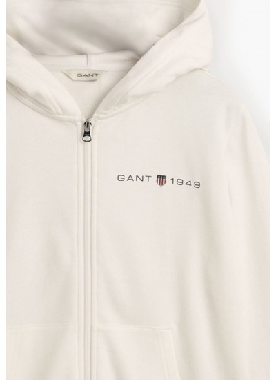 Women Cardigans Shield.Hoodie White Cotton GANT