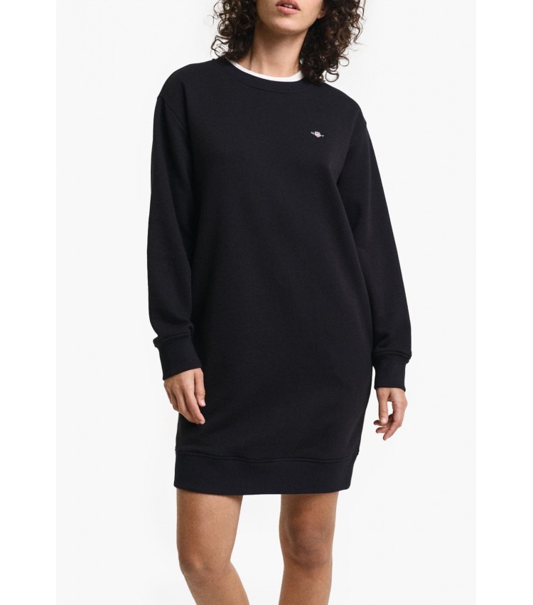 Γυναικεία Φορέματα - Ολόσωμες Φόρμες Sweat.Dress Μαύρο Βαμβάκι GANT