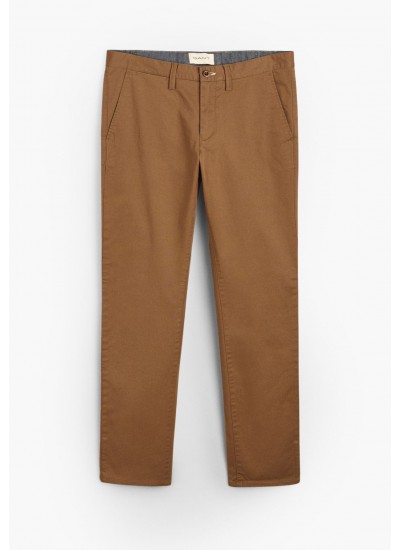 Men Pants Twill.Chino Brown Cotton GANT