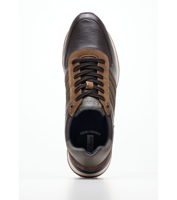 Men Casual Shoes 13650 DarkBrown Leather S.Oliver