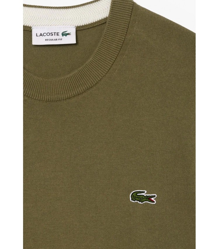 Ανδρικές Μπλούζες AH1985 Χακί Βαμβάκι Lacoste