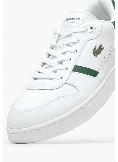 Men Casual Shoes Clip.Set White Leather Lacoste