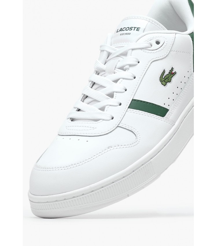 Men Casual Shoes Clip.Set White Leather Lacoste