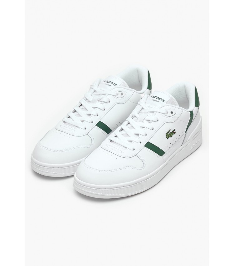 Men Casual Shoes Clip.Set White Leather Lacoste