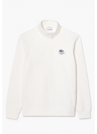 Ανδρικά Φούτερ SH2735 Άσπρο Βαμβάκι Lacoste