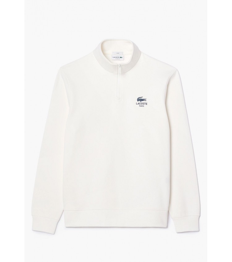 Ανδρικά Φούτερ SH2735 Άσπρο Βαμβάκι Lacoste