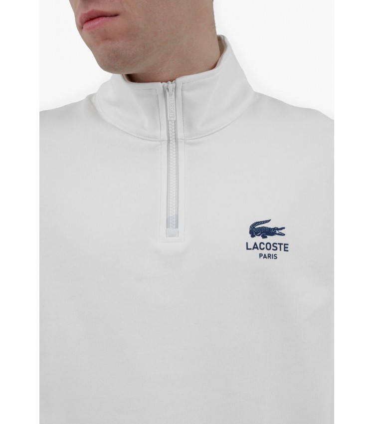 Ανδρικά Φούτερ SH2735 Άσπρο Βαμβάκι Lacoste