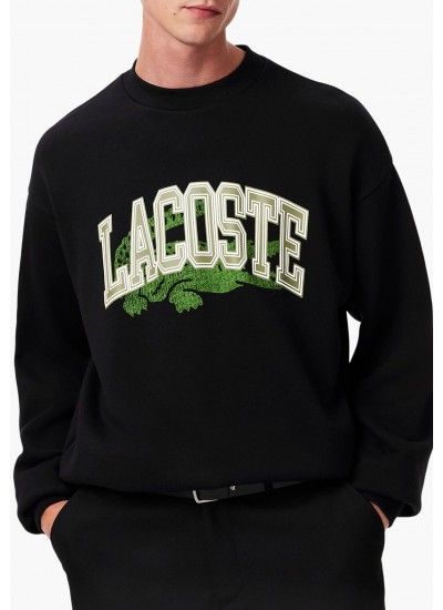 Ανδρικά Φούτερ SH2850 Μαύρο Βαμβάκι Lacoste