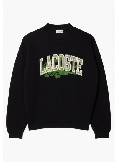 Ανδρικά Φούτερ SH2850 Μαύρο Βαμβάκι Lacoste